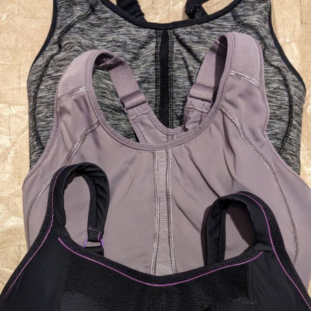 Set of THREE wireless sports bras, Panache and Syrokan brand, 32F / 32DDD